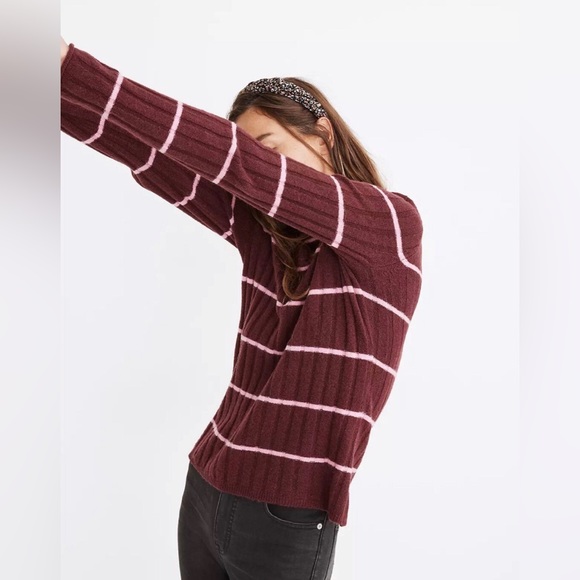NEW Madewell Women’s Long Sleeve Pullover Stripped Wool Soft Sweater Size M - Picture 2 of 16